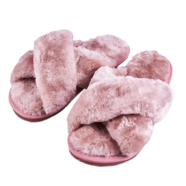Pink Ladies Faux Fur Slippers 