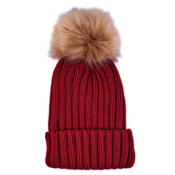 Burgundy Hat with Pompom
