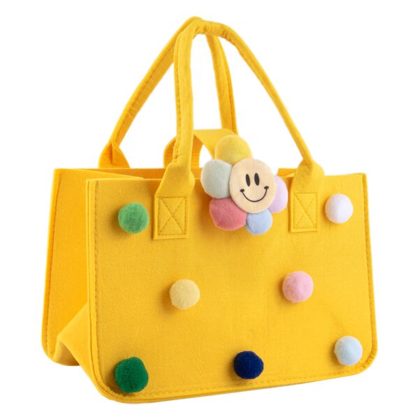 Yellow Felt bag  Pom-pom