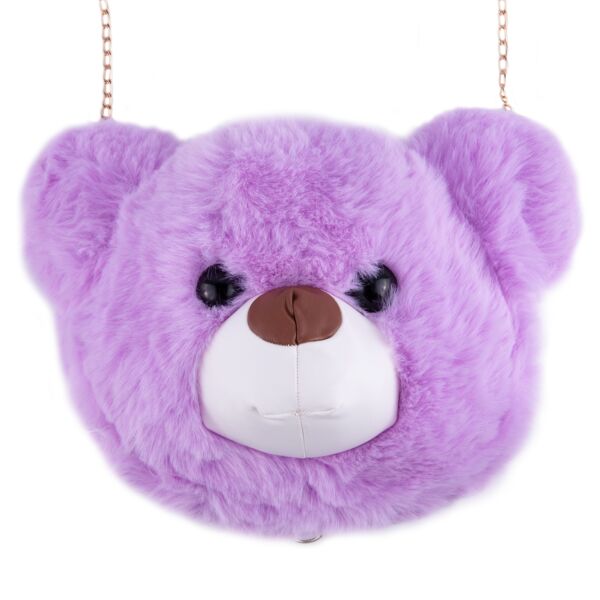 Lilac Teddy Plush Chain Purse 