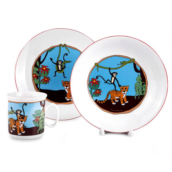 Jungle Kid&#039;s Bohemian Porcelain Dinnerware Set of 3
