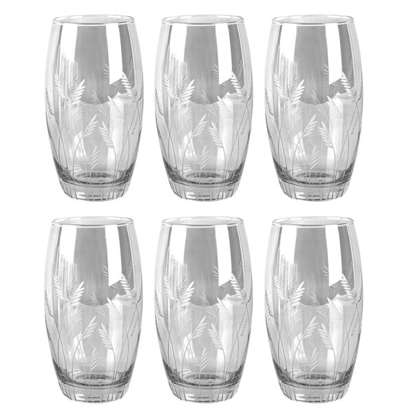 Diva Smoked Hand-Etched High Glasses Set of 6