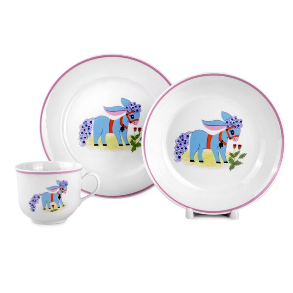 Donkey Kid&#039;s Bohemian Porcelain Dinnerware Set of 3
