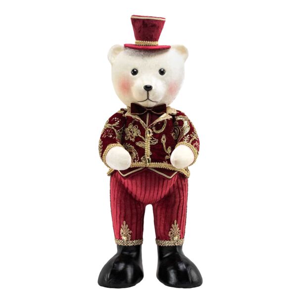23.6&quot; Red and Gold Bear Christmas Decoration