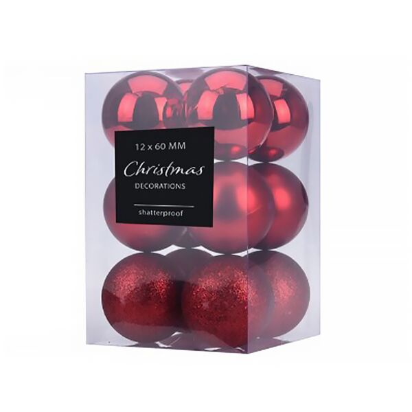 Christmas Tree Ornaments Set of 12 (color: red)
