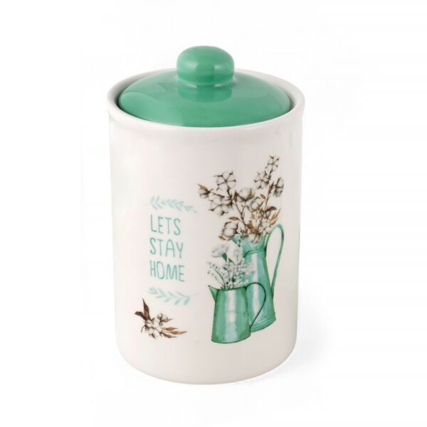 Teal Cottagecore Ceramic Kitchen Canister