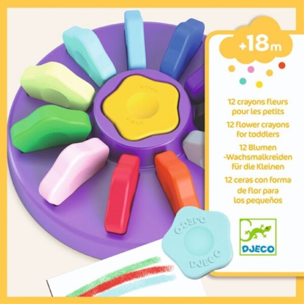 12 Flower Crayons for Little Ones by Djeco