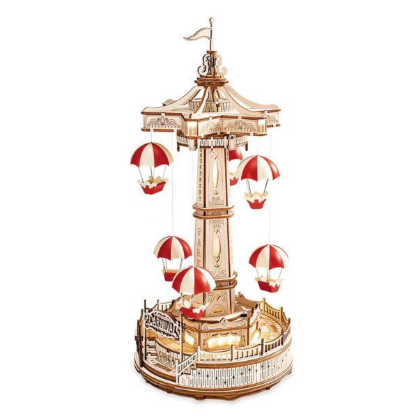 ROKR Magic Amusement Park Parachute Tower 3D Wooden Puzzle