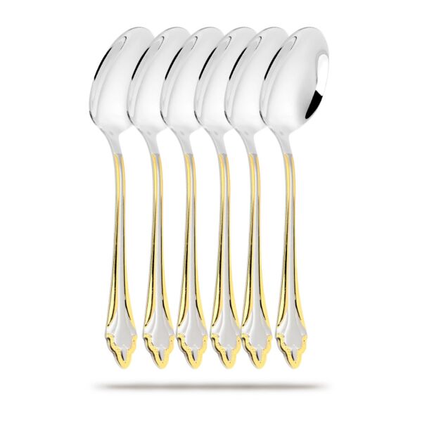 Stainless Steel Tablespoon Luxury Mirror Golden Polished and Brushed Set of 6