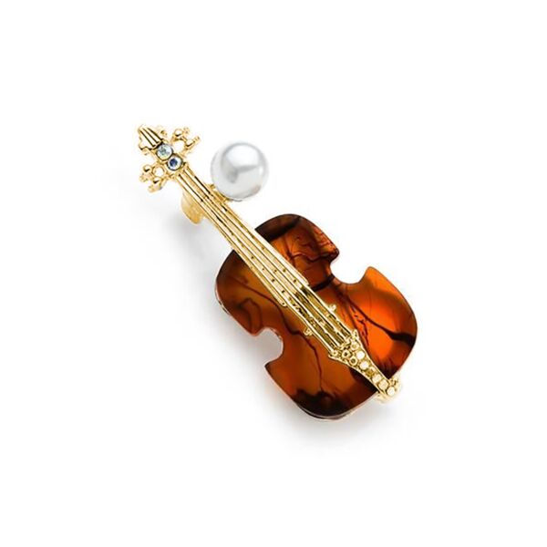 Natural Amber Violin Brooch