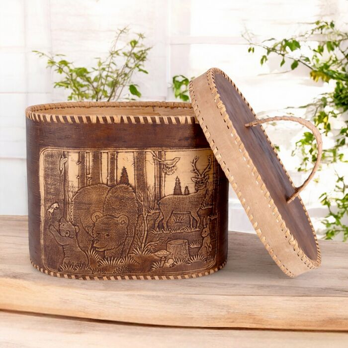 Forest Dwellers Large Birch Bark Bread Box