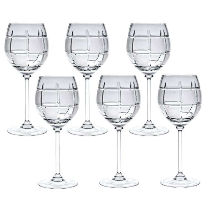 Set of 6 Square Printed Wine Glasses