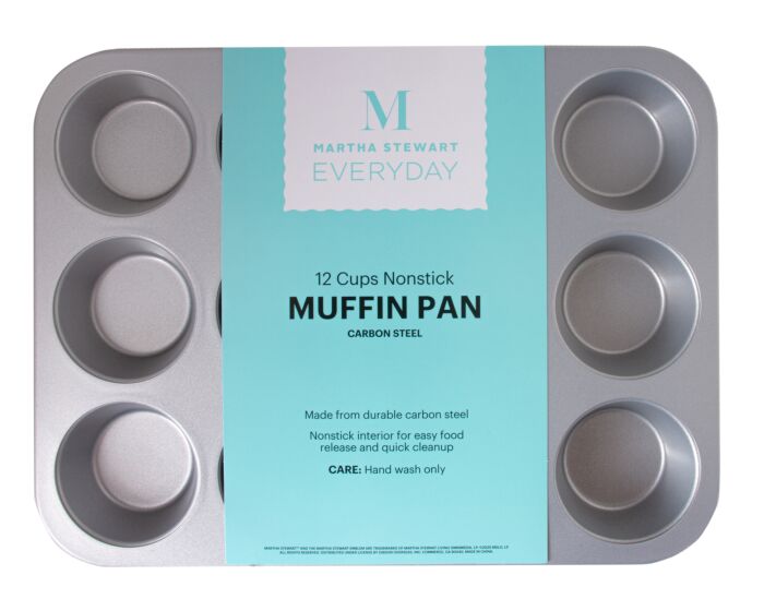 Martha Stewart Gray 12 Cup Nonstick Carbon Steel Muffin Pan