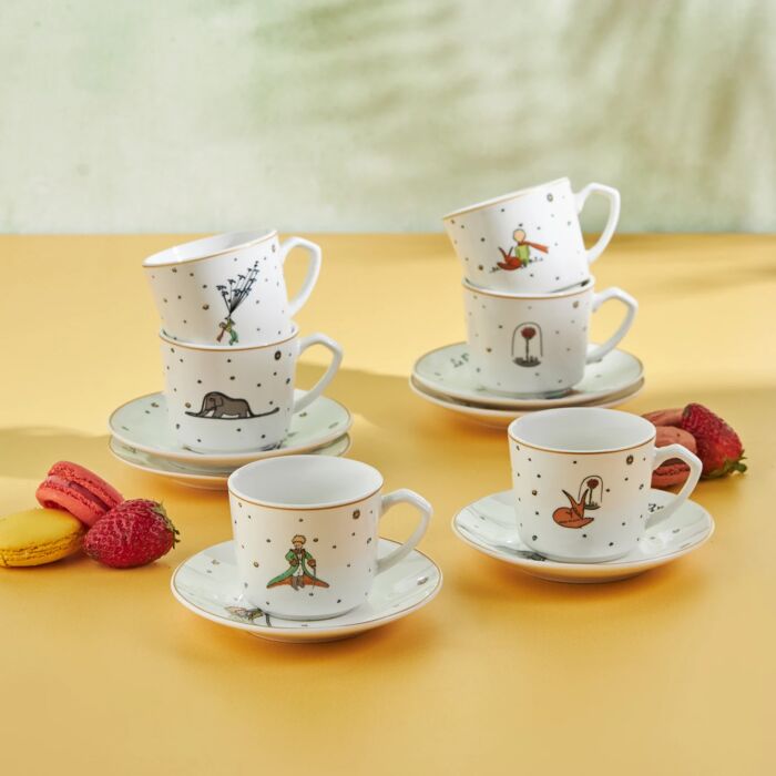 The Little Prince Porcelain Espresso Coffee Cup and Saucer Set of