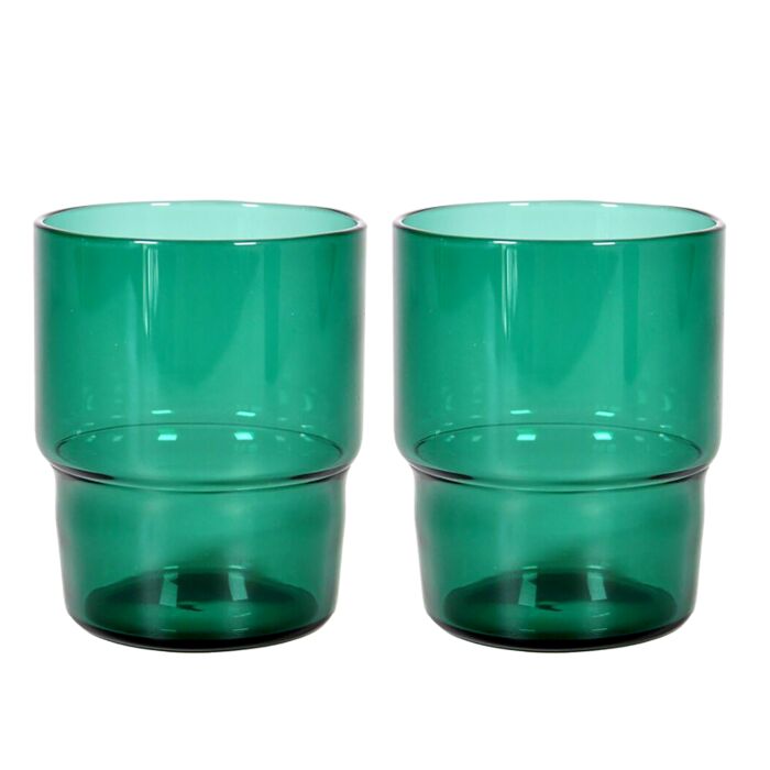 Borosilicate Glass Stackable Tumbler Set of 2 (color: green) 13.2