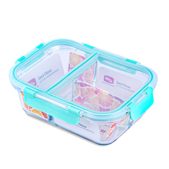 Glass Food Container with Three Compartments
