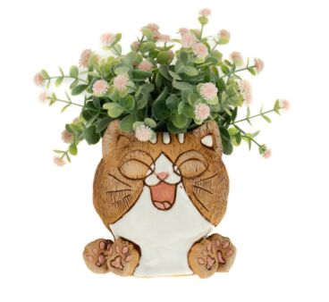 Handmade Ceramic Planter Anime Happy Kitty
