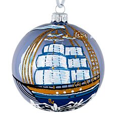 Sailboat Christmas Glass Ball Ornament