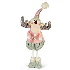 Pink and Teal Reindeer Fabric Christmas Decoration