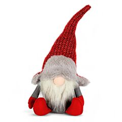 13.8" Gnome with Dark Red Hat Fabric Christmas Decoration