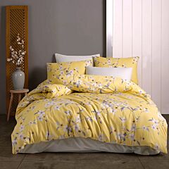 Yesim Yellow 100% Cotton 4-Piece Sheet and Pillow Cases Bedding Set