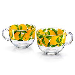 Lemons Glass Mug Set of 2