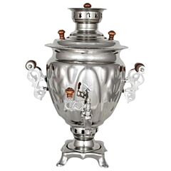 Acorn Nickel-Plated Wood-Burning Samovar in Silver Color