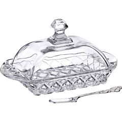Muza Glass Butter Dish with Knife