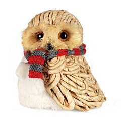Woven Wicker Winter Owl Christmas Decoration 8.3"