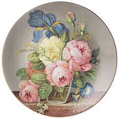Porcelain Decorative Wall Plate Romantic Garden Bouquet