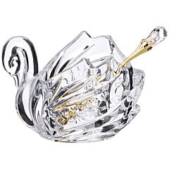 Glass Caviar Serving Dish with Spoon - Muza Crystal