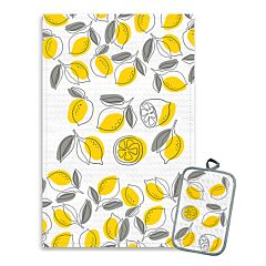 Lemons Cotton Kitchen Towel and Potholder Set