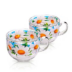 Daisy Field Glass Mug Set of 2