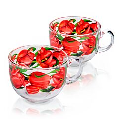 Tulips Glass Mug Set of 2