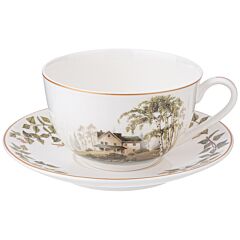 White Birch Grove Porcelain Cup and Saucer Set