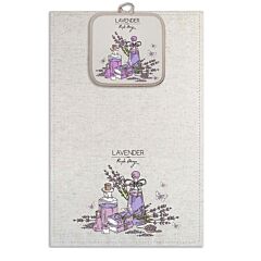 Lavender Oil Linen Cotton Kitchen Towel and Potholder Set