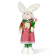 Girl Rabbit with Flower Fabric Easter Decoration
