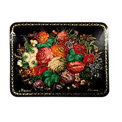 Flowers Lacquer Miniature Handmade Jewelry Trinket Box