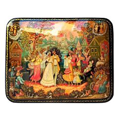 Country Wedding Lacquer Miniature Handmade Jewelry Trinket Box