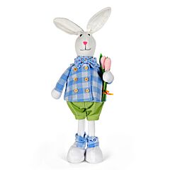 19" Oliver with Tulip Rabbit Fabric Easter Decoration