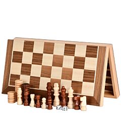Wooden Chess, Checkers, Backgammon 3-in-1 Board Game Set