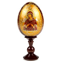 The Softening of Evil Hearts Handmade Wooden Icon Lacquer Egg on Stand
