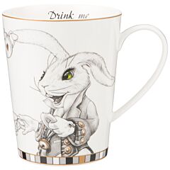 Alice in Wonderland White Rabbit and Cheshire Cat Porcelain Mug
