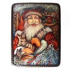 Father Frost in Woodlands Lacquer Miniature Handmade Jewelry Box