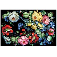 Zhostovo Flowers Handmade Jewelry Box with Mirror