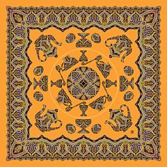Orange Silk Shawl Paisley Noble Heritage