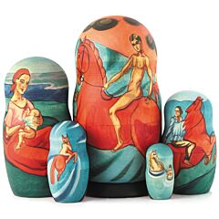 Kuzma Petrov-Vodkin. Bathing of a Red Horse Matryoshka Doll (5 pc.)