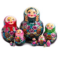 Alenushka Nesting Doll (10 pc., emerald)