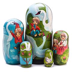 Magic Geese Fairytale Matte Nesting Doll (5 pc.)