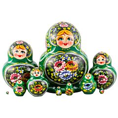 Zhostovo Tray - Russian Dolls